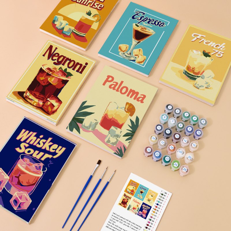 6 Mini Paintings - Summer Sip Collection