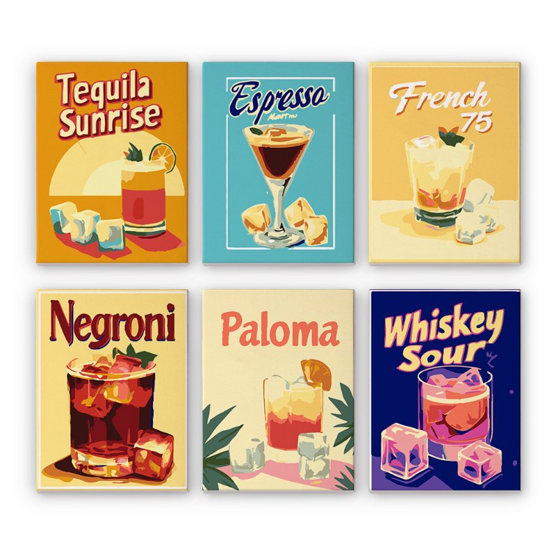 6 Mini Paintings - Summer Sip Collection