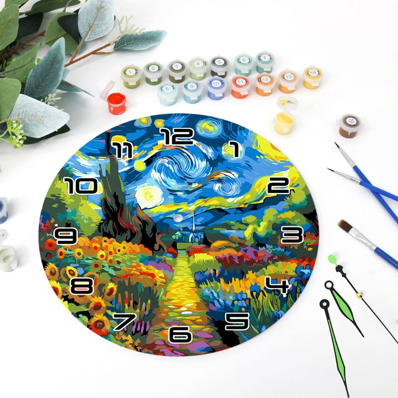 Starry Night & Blossoming Fields Clock