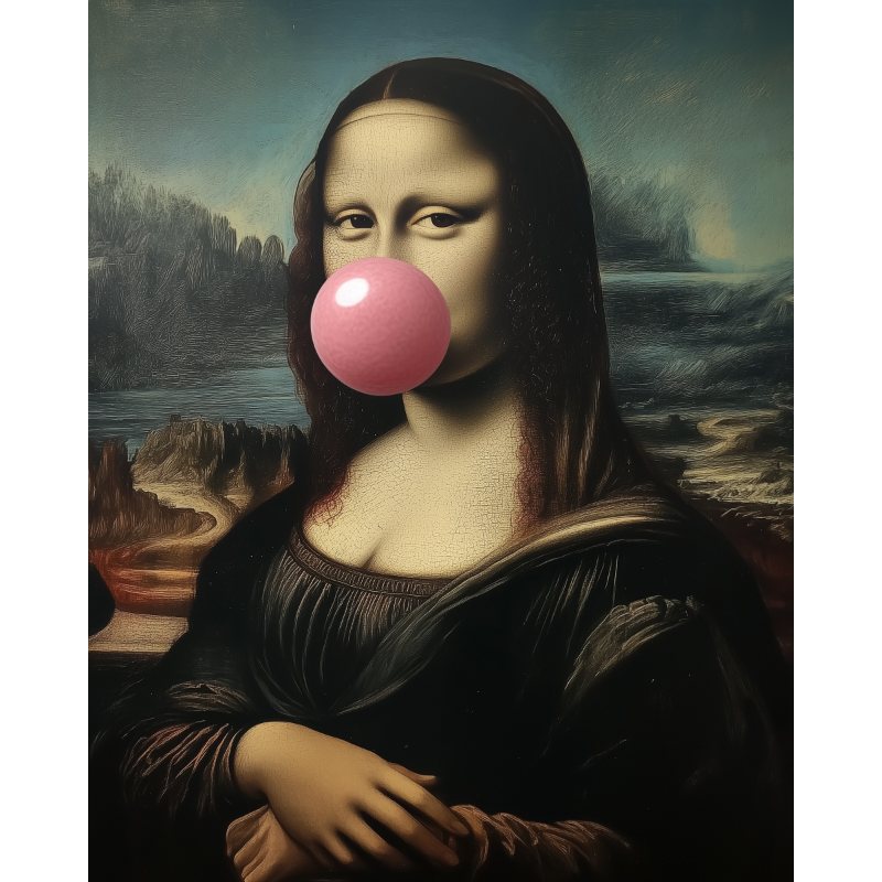 Mona Lisa with Bubblegum Smile