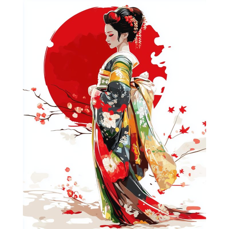 Graceful Geisha: Paint by Numbers