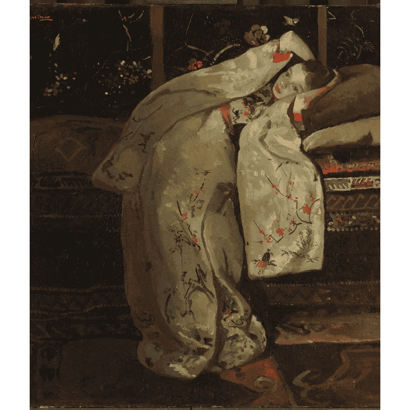 Graceful Girl in a White Kimono