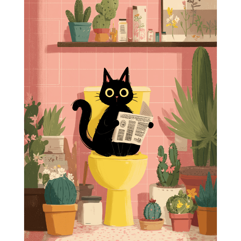 Toilet Time Kitty | Paint by Number