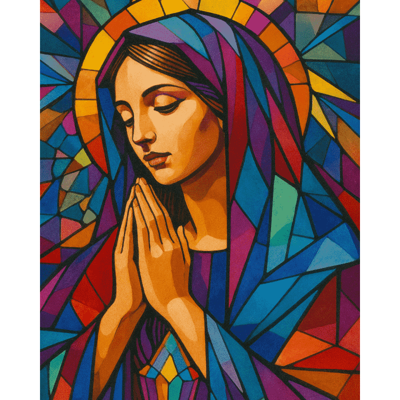 Stained Glass Mary: Sacred Scene