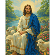 Jesus & Lambs: Gentle Faith Scene