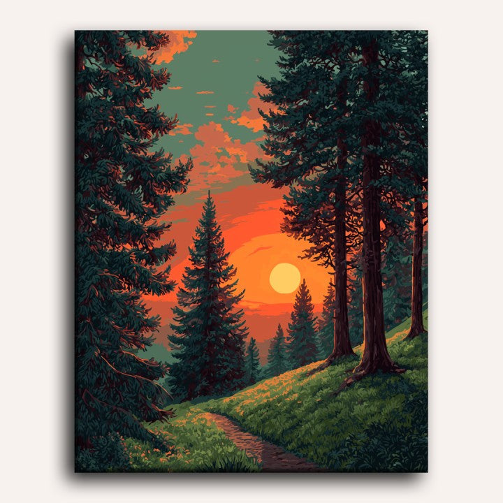 Sunset Glow in the Forest