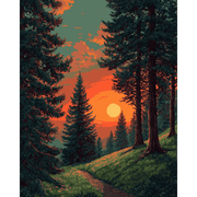 Sunset Glow in the Forest