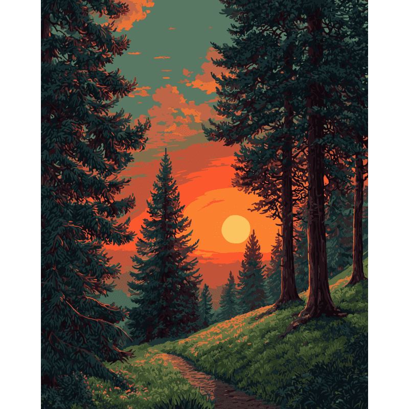 Sunset Glow in the Forest