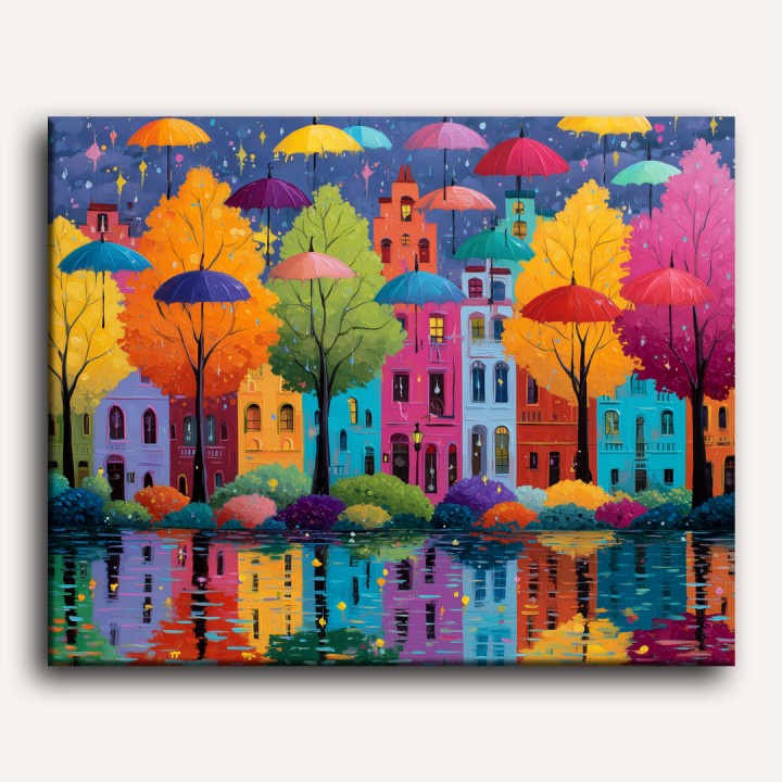 Colorful City & Umbrellas