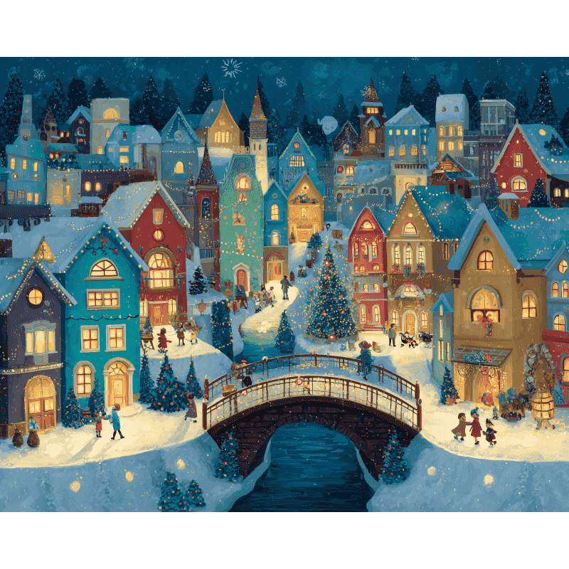 Charming Winter Village Scene