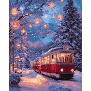 Winter Tram Through Lights