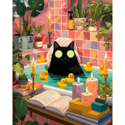 Nighttime Black Cat Serenity