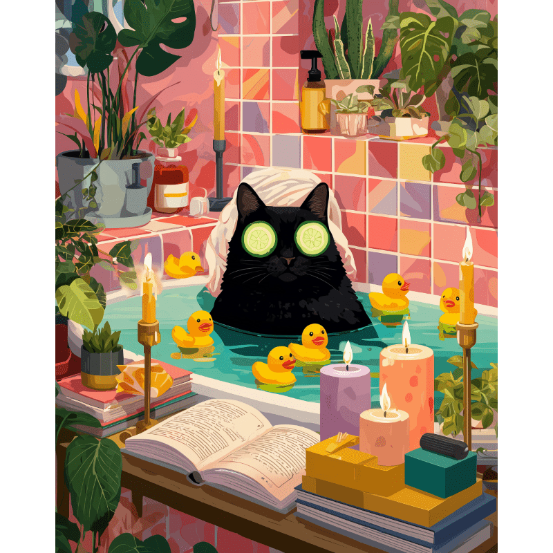 Nighttime Black Cat Serenity