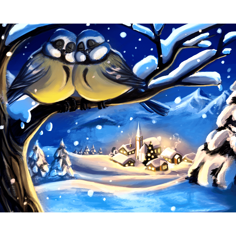 Serene Winter Village Scene