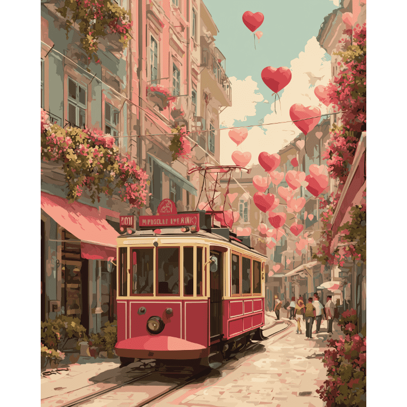 Romantic Tram Ride Scene