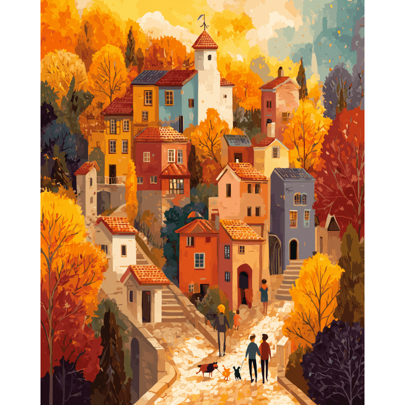 Charming Autumn Village Scene