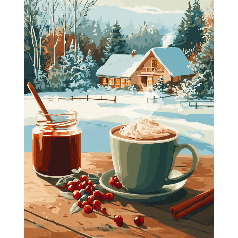 Winter Cabin Cozy Scene