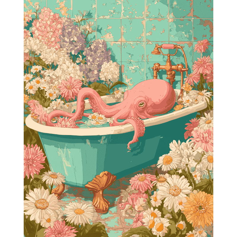 Underwater Floral Octopus