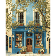 Blue Bookstore Charm | Paint by Number