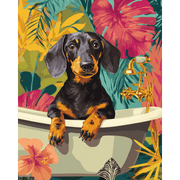 Tropical Dachsund Delight | Paint by Number