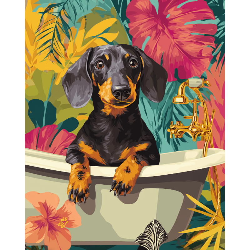 Tropical Dachsund Delight | Paint by Number