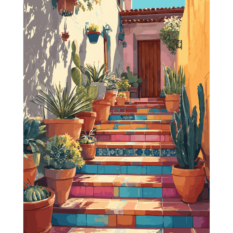 Stairway to Colorful Mexico | Paint by Number