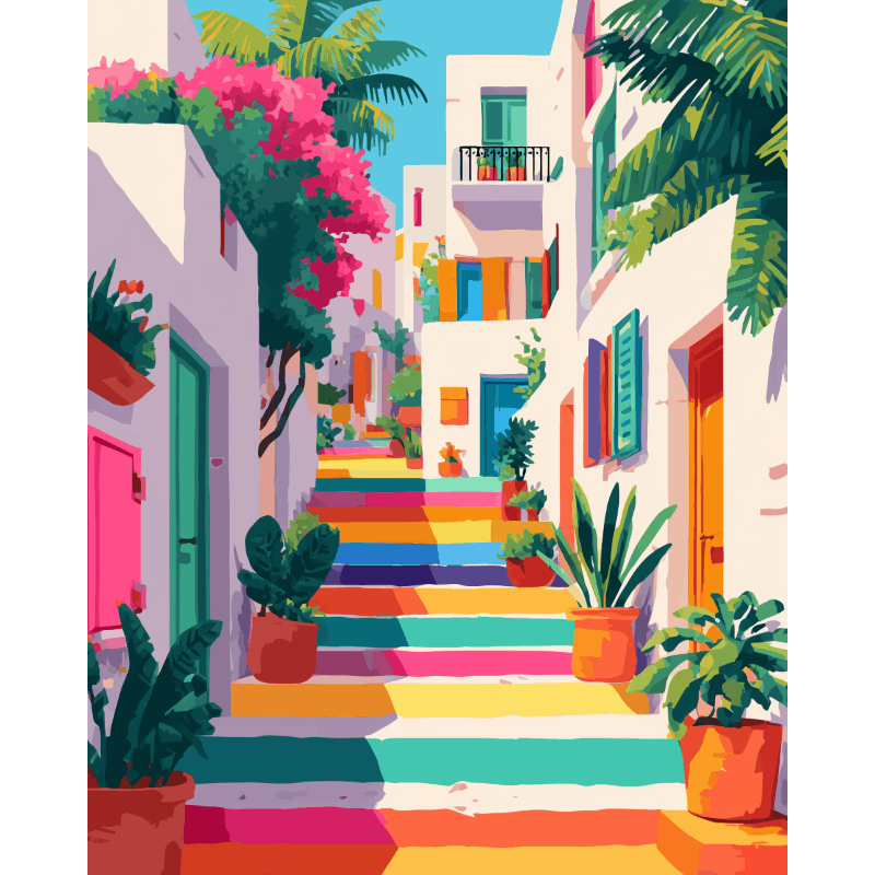 Colorful Castle Stairs