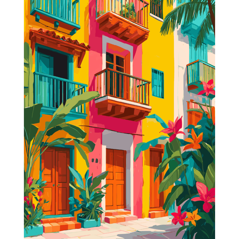 Tropical Cityscapes in Bright Hues