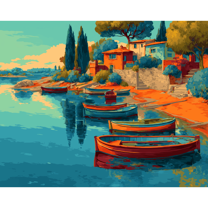 Mediterranean Village Scene