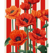 Red Poppies & Stripes
