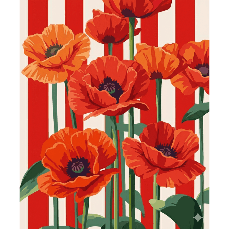 Red Poppies & Stripes