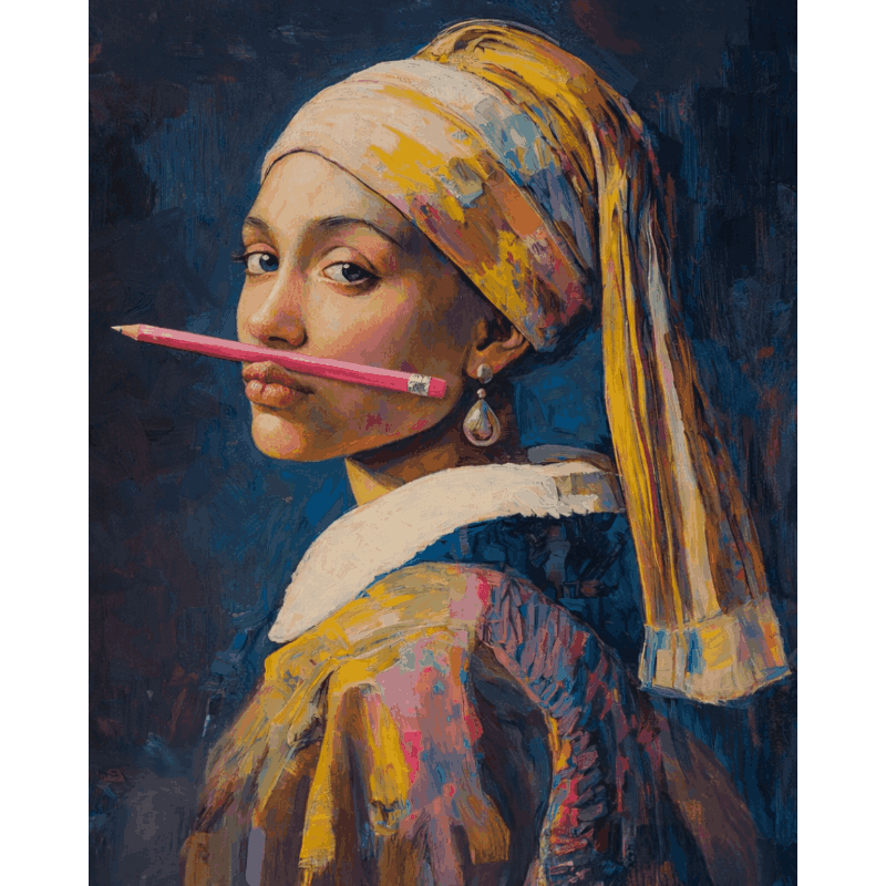 Girl with Pink Pencils