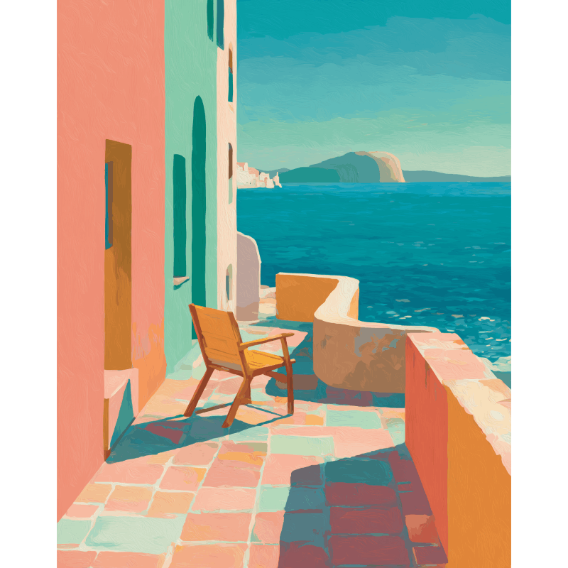 Sunlit Mediterranean Patio Scene