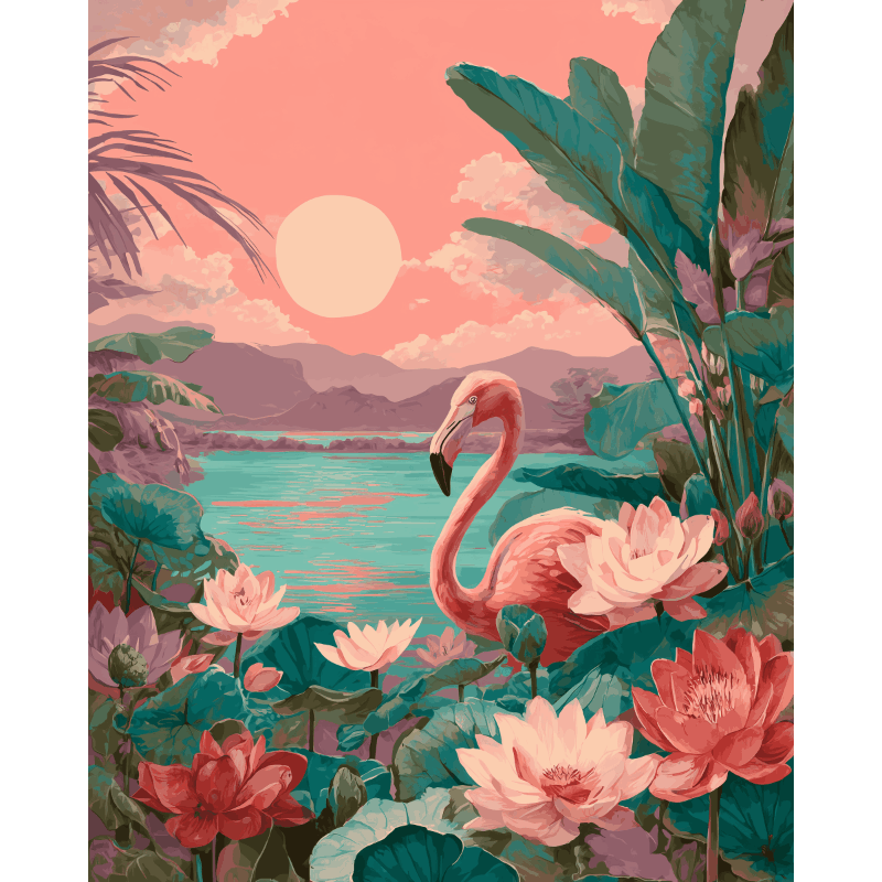 Sunset Flamingo Serenade