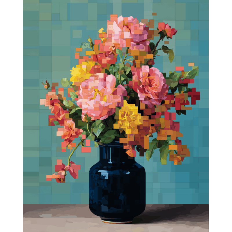 Pixel Blossom Bouquet | Paint by Number