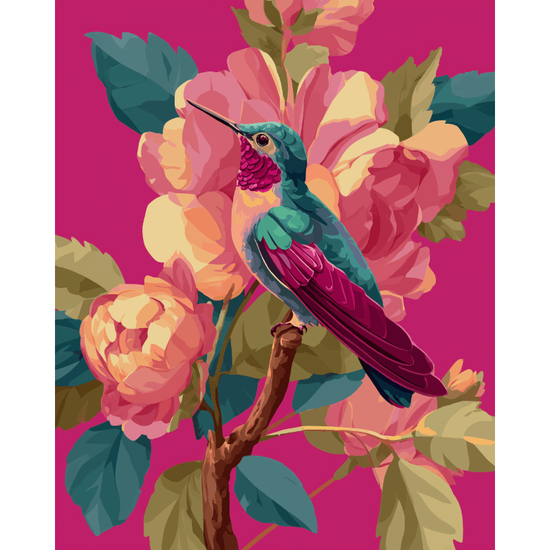Pink Hummingbird in Flight