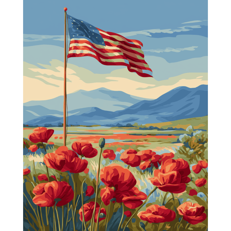 Poppy Field Under the Sky