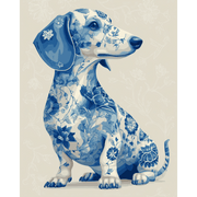 Blue Porcelain Dachshund