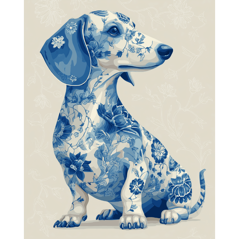 Blue Porcelain Dachshund