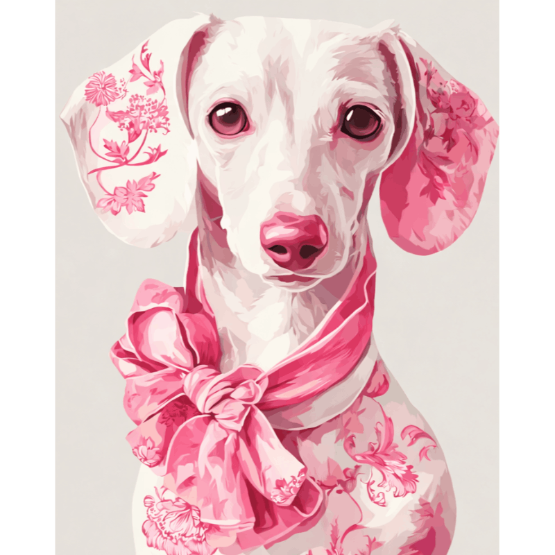 Pink Delft Dachshund | Paint by Number