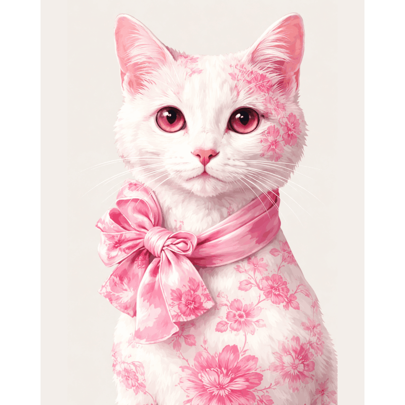 Pink Delft Cat | Paint by Number