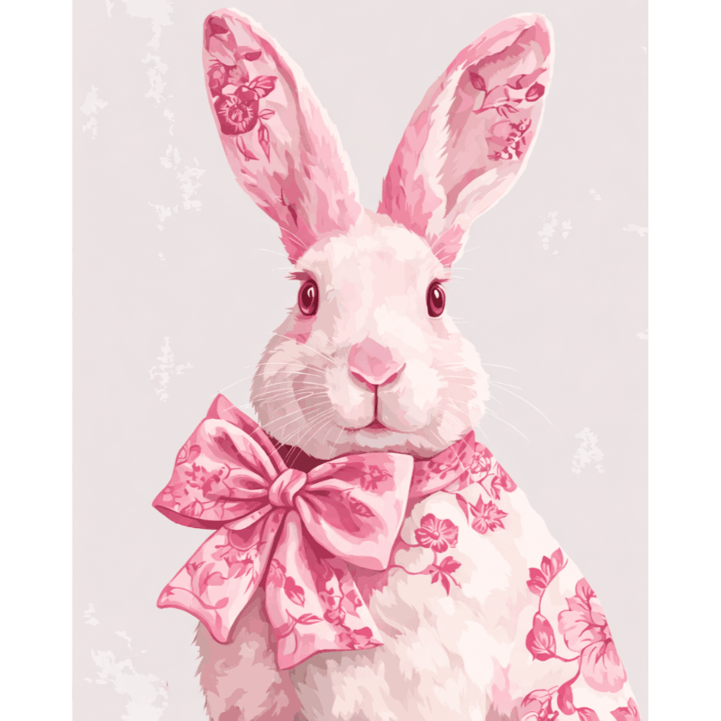 Pink Delft Bunny & Floral Charm