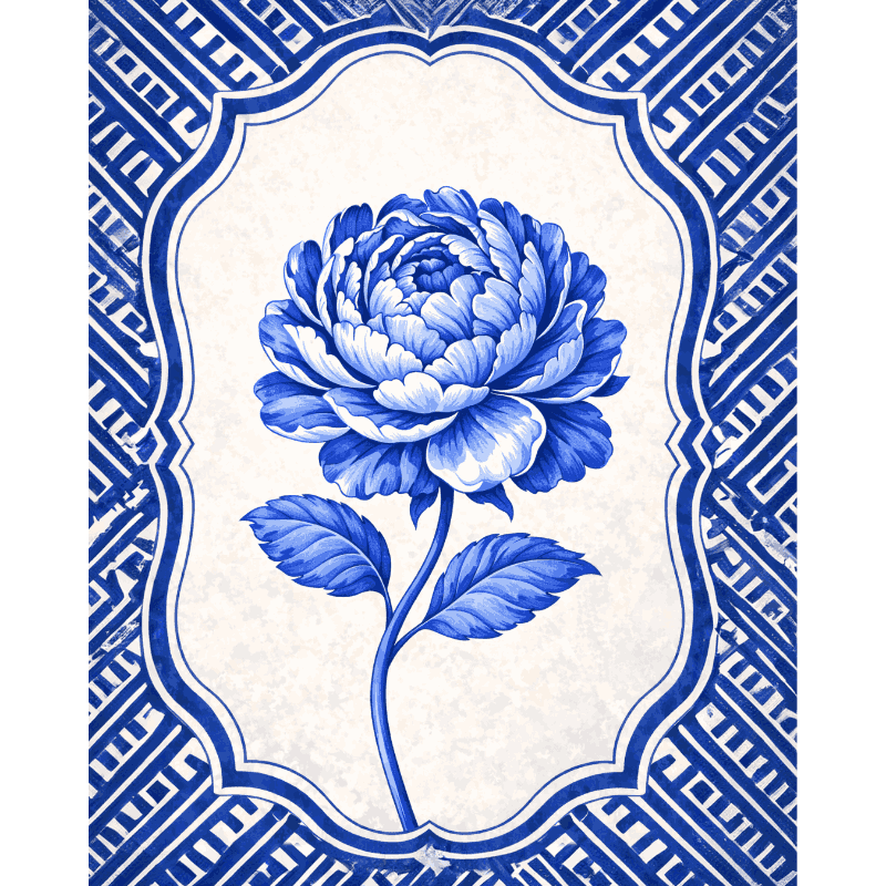Blue Peony Porcelain | Paint by Number