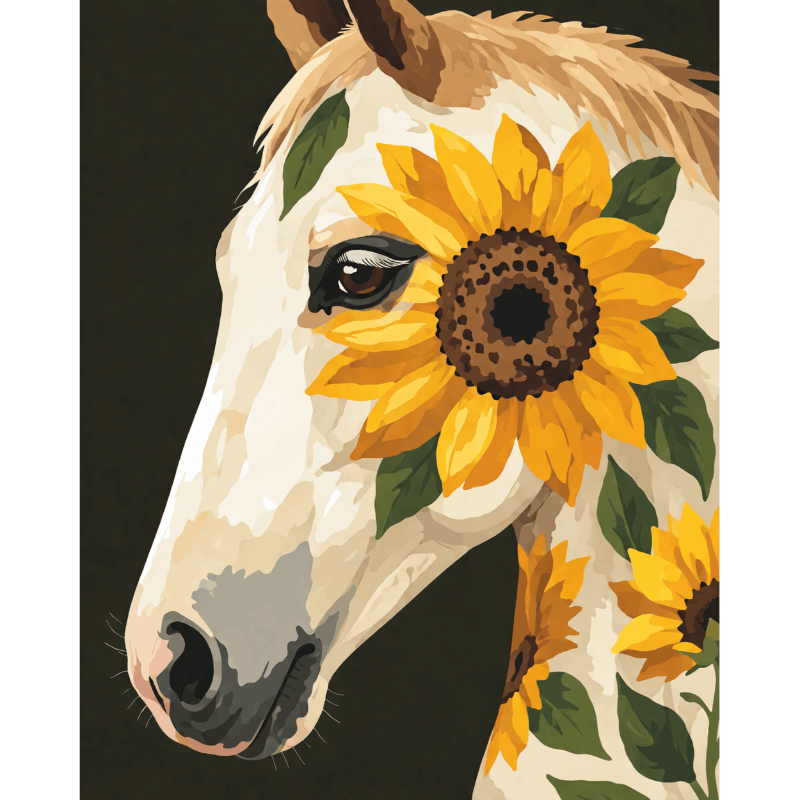 Sunflower Mare: Equine Floral Portrait