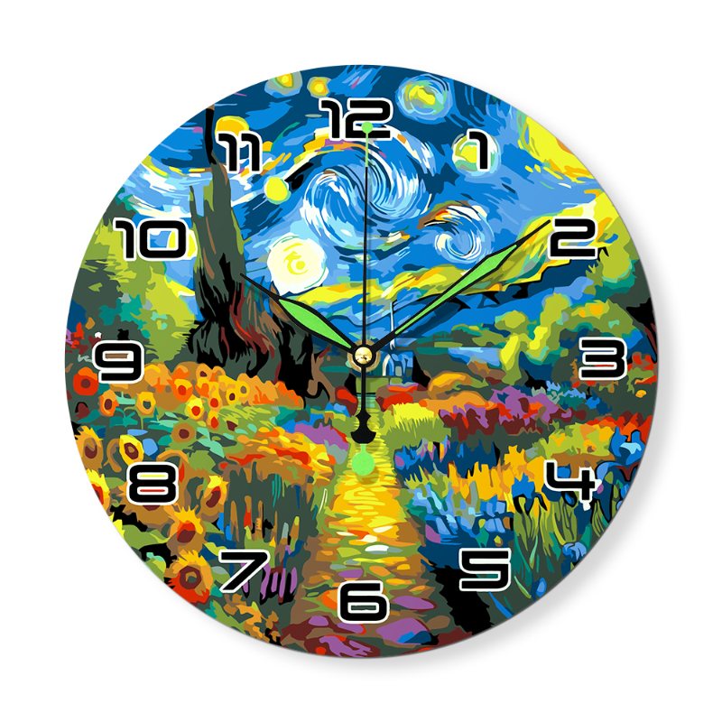 Starry Night & Blossoming Fields Clock
