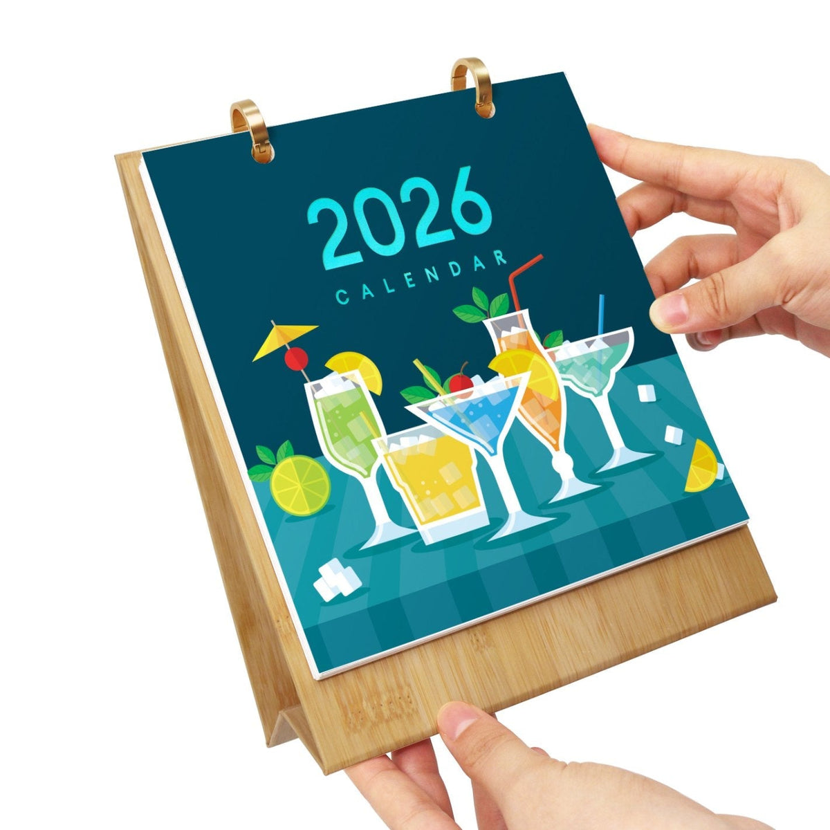 Elegant Cocktail Art Desk Calendar 2026