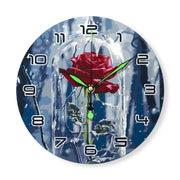 Romantic Rose in a Glass Clock