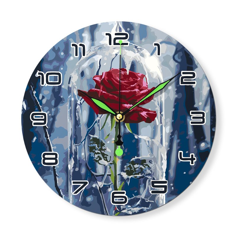 Romantic Rose in a Glass Clock