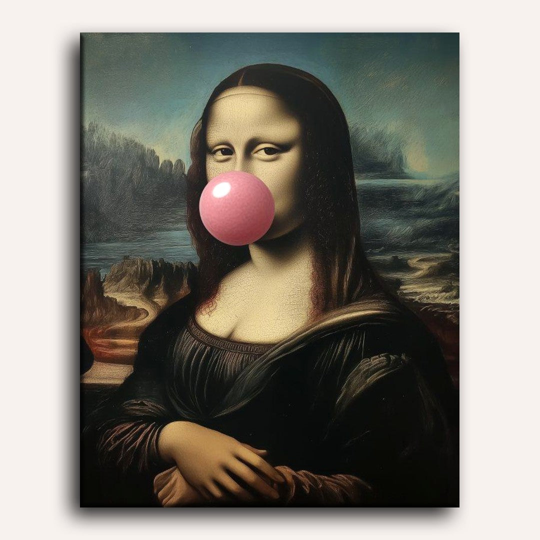 Mona Lisa with Bubblegum Smile