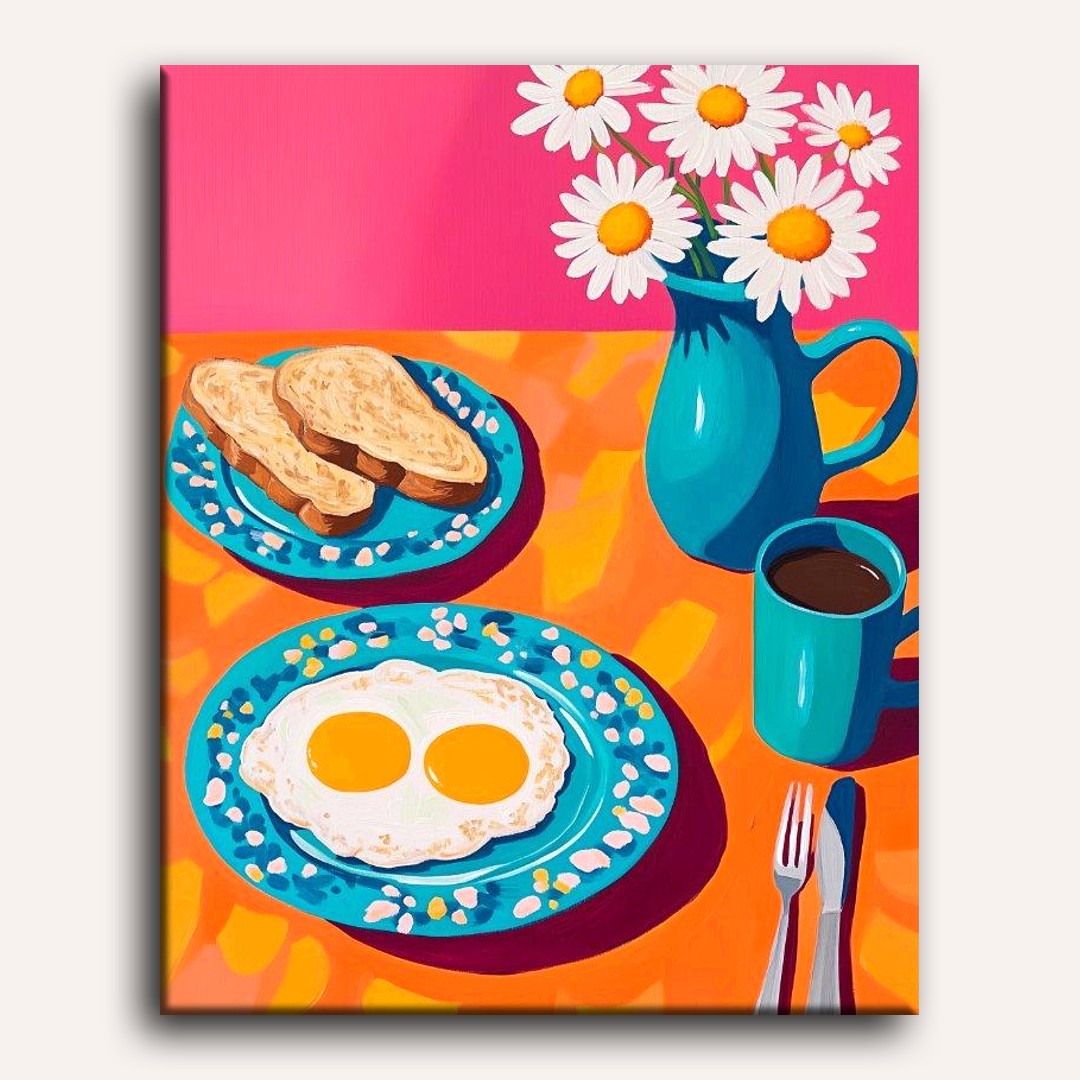Morning Breakfast with Daisies